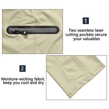 Little Donkey Andy Women's Ultra-Stretch Quick Dry Lightweight Ankle Pants Drawstring Active Travel Hiking Khaki XL