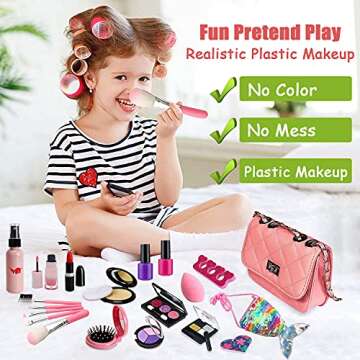 Fake Makeup Toy Girl Gifts - Fake Make Up Kit Pretend Make up Set for Kids Girl Children Princess Play Makeup Game Christmas Birthday Gifts for 3 4 5 6 Years Old Girls Gift