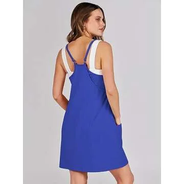 ANRABESS Women Summer Mini Romper Dress Workout Tennis Active Sports Athletic Outfits Built in Shorts Trendy Vacation Royal Blue Medium