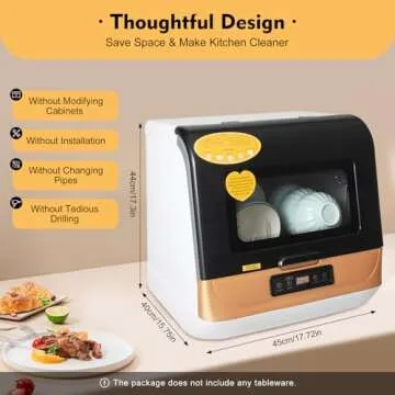 Countertop Dishwasher Portable Mini Dish Washer Automatic Dishwasher Desktop Installation-Free Dishwasher 3-5Washing Programs 360° Rotating Spray Deep Cleaning For Home Small Apartments Rvs (Type 1)