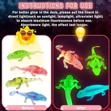 AuroTops Valentines Day Cards for Kids, 24 Pack Glow in The Dark Lizards with Valentine's Cards, Stretch Toy for Valentine Party Favors for Boys & Girls, Kids Exchange Valentine's Gifts