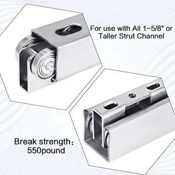 Tudomro Electric Hoist Installation Roller Trolley for 1-5/8" Wide and All 1-5/8", Electric Hoist Trolley Assembly Silent for Taller Strut Channel(Simple Style, 4 Pcs)