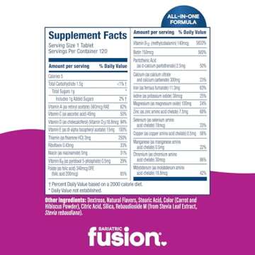 Bariatric Fusion Bariatric Multivitamin with Iron Complete Chewable | Mixed Berry | Post Bariatric Vitamins for Gastric Bypass and Sleeve Gastrectomy | One Month Supply