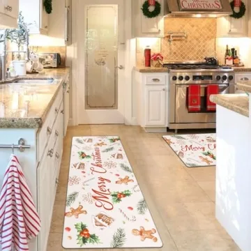 Topotdor Christmas Gingerbread Kitchen Mats Set of 2