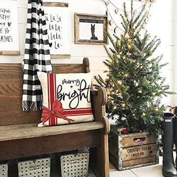 AENEY Christmas Pillow Covers Set of 4 for Holiday Decor