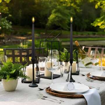 Mega Candles 12 pcs Unscented Black Taper Candles, Hand Poured Wax Candle 10 Inch x 7/8 Inch, Home Décor, Wedding Receptions, Centerpieces, Birthdays, Celebrations, Romantic Dinners, Candle Holders