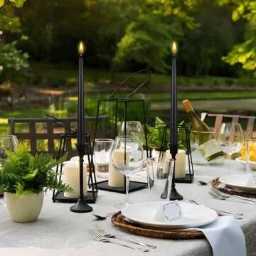 Mega Candles 12 pcs Unscented Black Taper Candles, Hand Poured Wax Candle 10 Inch x 7/8 Inch, Home Décor, Wedding Receptions, Centerpieces, Birthdays, Celebrations, Romantic Dinners, Candle Holders