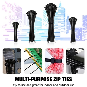 Cable Zip Ties 400 Pack Multi-Purpose Black Nylon