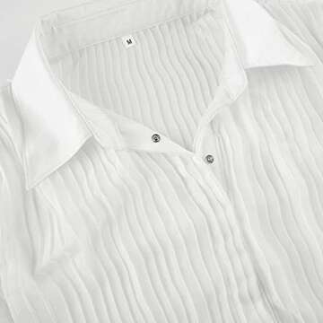 Womens Sexy Tops Button Up Shirts Flare Sleeve Blouses y2k Streetwear See Through Party Club Wear (White, Small)