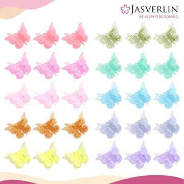 JASVERLIN Butterfly Clips for Hair 50pcs, Cute Mini Small Hair Accessories for Kids Toddler Girls Wo...