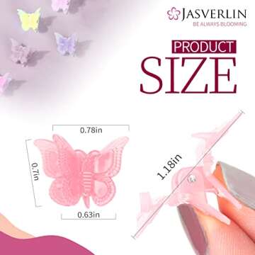 JASVERLIN Butterfly Clips for Hair 50pcs, Cute Mini Small Hair Accessories for Kids Toddler Girls Women 90s Y2K Colorful Pastel Clip Claw, 10 Colors (Jelly)