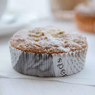 Restaurantware Panificio 4 ounce Baking Cups 200 Ridged Cupcake Liners - Oven-Ready Freezable Black And White Paper Muffin Cases Disposable Newsprint For Wedding Parties Baby Showers