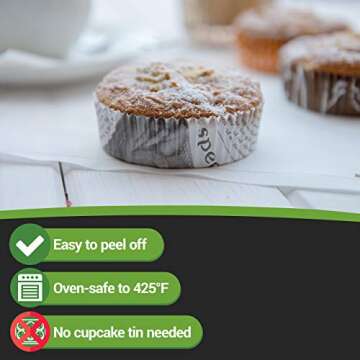 Restaurantware Panificio 4 ounce Baking Cups 200 Ridged Cupcake Liners - Oven-Ready Freezable Black And White Paper Muffin Cases Disposable Newsprint For Wedding Parties Baby Showers