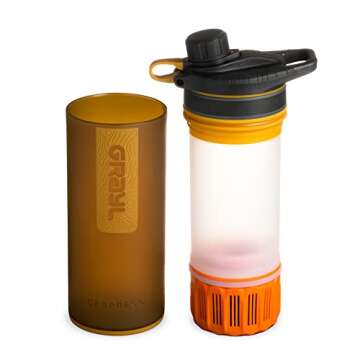 GRAYL GeoPress 24 oz Water Purifier Bottle - Filter for Hiking, Camping, Survival, Travel (Coyote Amber)