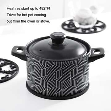 Silicone Trivet Mat - Hot Pot Holder Hot Pads for Table & Countertop - Teapot Trivet Kitchen Trivets...
