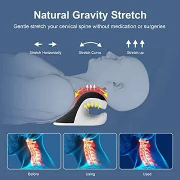 Liipoo Heated Neck Stretcher with Magnetic Therapy Pillowcase, Neck and Shoulder Relaxer Pillows, Cervical Traction Device for Relieve TMJ Headache Muscle Tension Spine Alignment…