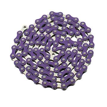 Fenix Cycles YBN S410 Bicycle Chain (1-Speed, 1/2 x 1/8-Inch, 112L) Two Tone, Purple/Chrome