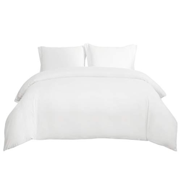 Bedsure White Duvet Cover King Size - Soft Double Brushed Duvet Cover for Kids with Zipper Closure, 3 Pieces, Includes 1 Duvet Cover (104"x90") & 2 Pillow Shams, NO Comforter