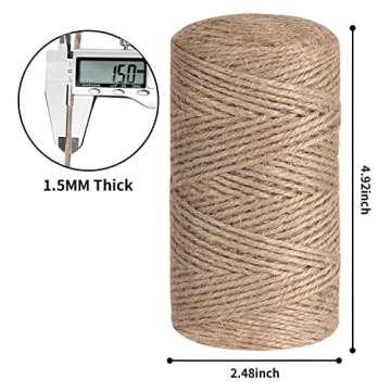 tifanso Natural Jute Twine String - 328 Feet Brown Garden Hemp Twine Rope for Crafts, Gift Wrapping,...