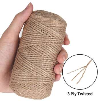 tifanso Natural Jute Twine String - 328 Feet Brown Garden Hemp Twine Rope for Crafts, Gift Wrapping, Gardening, Packing and Wedding Decor
