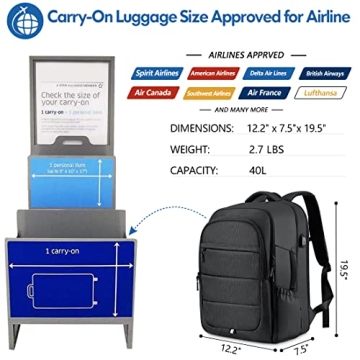 COW STAUNCH Travel Backpack 40L Expandable Carry On