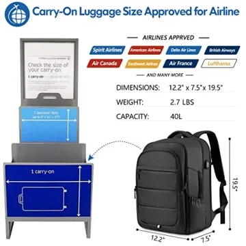 COW STAUNCH Travel Backpack 40L Expandable Carry On