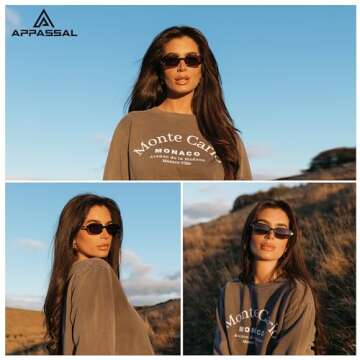 Appassal Retro Rectangular Sunglasses for Women Vintage Fashion Trendy Funny Small 90s Square Sunnie...