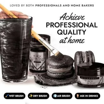 MONÉGASQUE Black Edible Glitter for Vibrant Drinks and Desserts