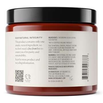 Sky Organics 100% Raw Cocoa Butter for Body Care 16 Oz