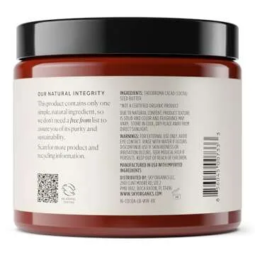 Sky Organics 100% Raw Cocoa Butter for Body Care 16 Oz