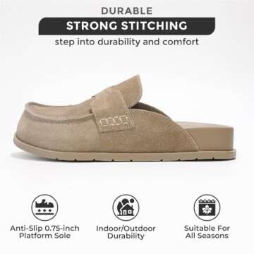 Project Cloud Genuine Suede Womens Clogs - Memory Foam Arch Support Women Shoes, Non Slip Sole Clogs for Women Footwear - Platform Shoes for Women Clogs and Winter Shoes Women (Foamy, TAUPSUEDE, 7)