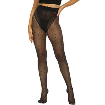 MANZI 20D Polka Dot Tights for Women Patterned Stockings for Women Sheer Ultra Thin High Waist Panty...