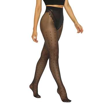MANZI 20D Polka Dot Tights for Women Patterned Stockings for Women Sheer Ultra Thin High Waist Pantyhose (Polka dot Tights)