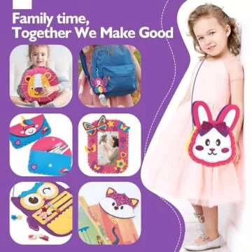 hahaland Sewing Kit for Kids Arts and Crafts Kids Sewing Kits Age 5-8, 8 Easy DIY Projects of Stuffed Animal Dolls Plush Pillow Craft Toys for Ages 5-7, Girl Birthday Gift Girls Gift