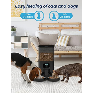 Voluas Double Automatic Cat Feeder for Two Cats with Timer