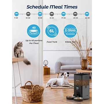 Voluas Double Automatic Cat Feeder for Two Cats with Timer