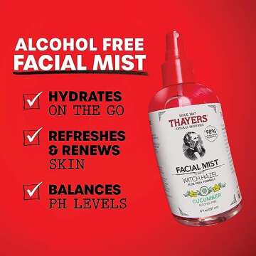 Thayers Alcohol-Free Witch Hazel Facial Mist Toner with Aloe Vera, Cucumber, Soothing and Hydrating,...