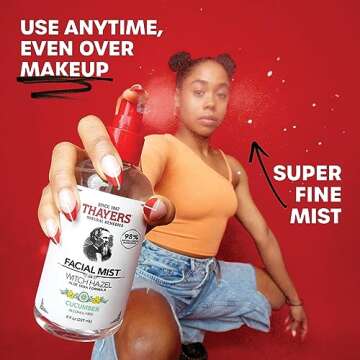 Thayers Alcohol-Free Witch Hazel Facial Mist Toner with Aloe Vera, Cucumber, Soothing and Hydrating, For All Skin Types, 8 oz