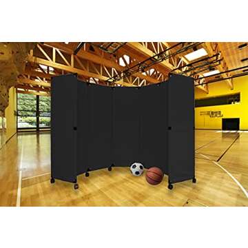 Versare MP10 Portable Folding Wall Partition | Economical 5 Panel Design | Portable Room Divider On Wheels | Adjustable, Freestanding Setup | Multiple Widths