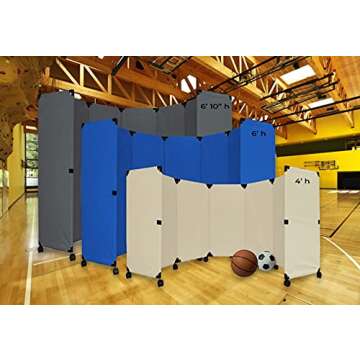 Versare MP10 Portable Folding Wall Partition | Economical 5 Panel Design | Portable Room Divider On Wheels | Adjustable, Freestanding Setup | Multiple Widths