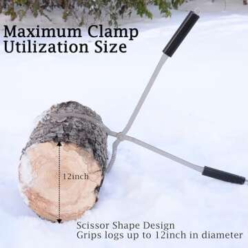 28" Fire Tongs Log Grabber for Fire Pit, Stainless Steel Fireplace Tools Firewood Tongs Outdoor Indo...