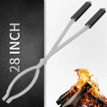 Superior 28-Inch Stainless Steel Fire Tongs Grabber