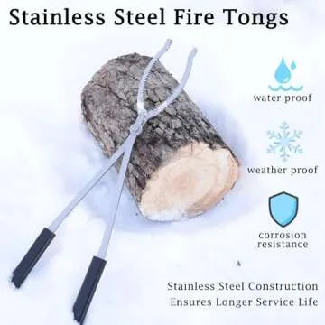 Superior 28-Inch Stainless Steel Fire Tongs Grabber