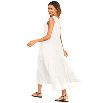 Halife Women's Maxi Dress - Flowy Summer Style with Pockets