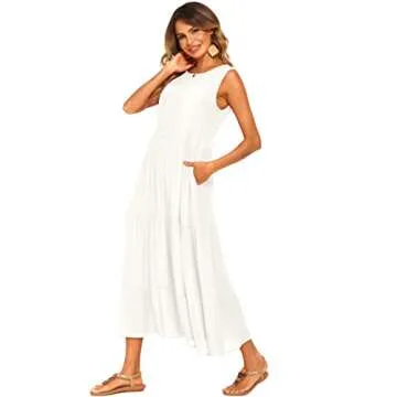 Halife Women's Maxi Dress - Flowy Summer Style with Pockets