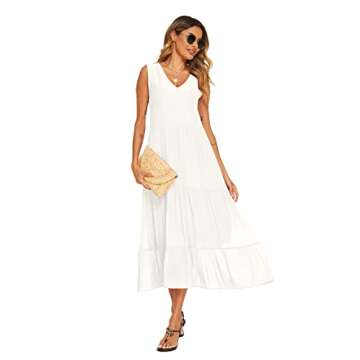 Halife Women's Maxi Dress - Flowy Summer Style with Pockets