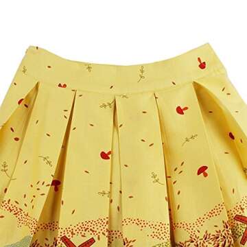 Girstunm Women's Pleated Vintage Skirt Floral Print A-line Midi Skirts with Pockets Autumn-Melody XX...