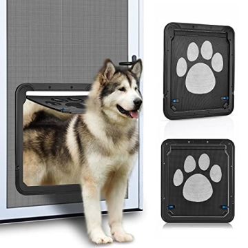 Ownpets Dog Screen Door, Inside Door Flap 12x14x0.4 Inch, Lockable Pet Screen Door, Magnetic Self-Cl...