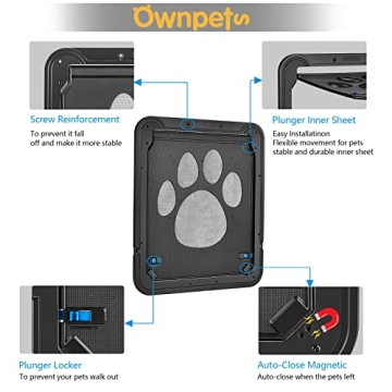 Ownpets Dog Screen Door, Inside Door Flap 12x14x0.4 Inch, Lockable Pet Screen Door, Magnetic Self-Closing Screen Door with Locking Function, Sturdy Screen Door for Dogs Cats