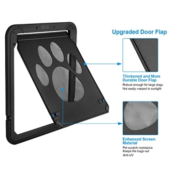 Ownpets Dog Screen Door, Inside Door Flap 12x14x0.4 Inch, Lockable Pet Screen Door, Magnetic Self-Closing Screen Door with Locking Function, Sturdy Screen Door for Dogs Cats